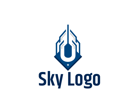 line art abstract skyscraper construction logo