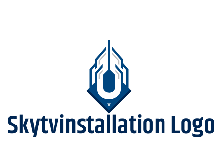 line art abstract skyscraper construction logo