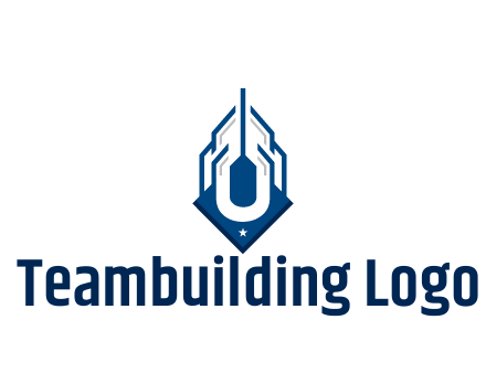line art abstract skyscraper construction logo