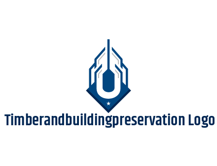 line art abstract skyscraper construction logo