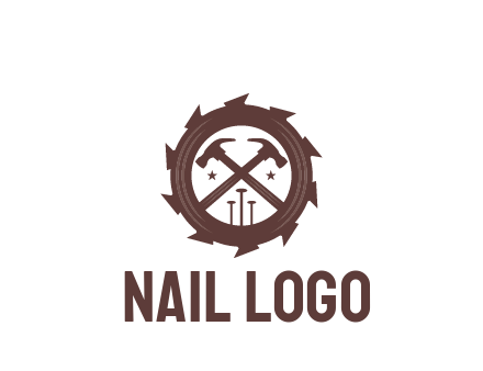 hammer and nails in blade construction logo