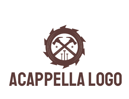 hammer and nails in blade construction logo
