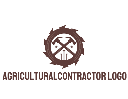 hammer and nails in blade construction logo