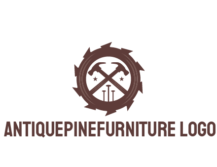 hammer and nails in blade construction logo