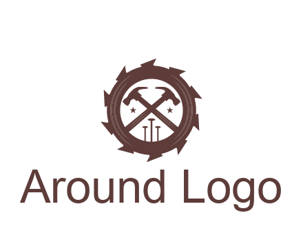 hammer and nails in blade construction logo