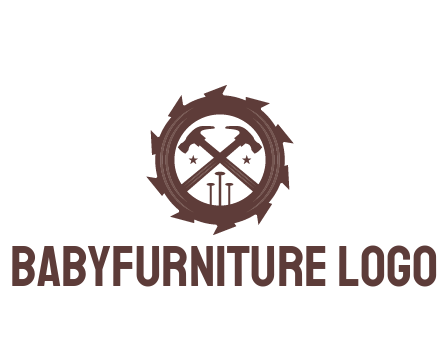 hammer and nails in blade construction logo