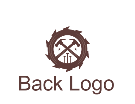 hammer and nails in blade construction logo