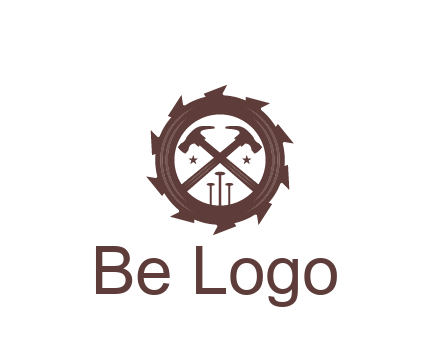 hammer and nails in blade construction logo