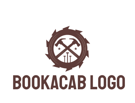 hammer and nails in blade construction logo
