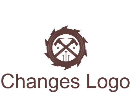 hammer and nails in blade construction logo