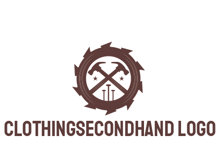 hammer and nails in blade construction logo