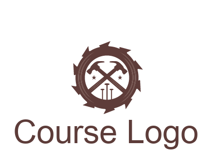 hammer and nails in blade construction logo
