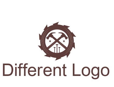 hammer and nails in blade construction logo