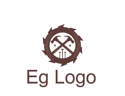 hammer and nails in blade construction logo