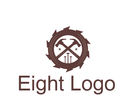 hammer and nails in blade construction logo