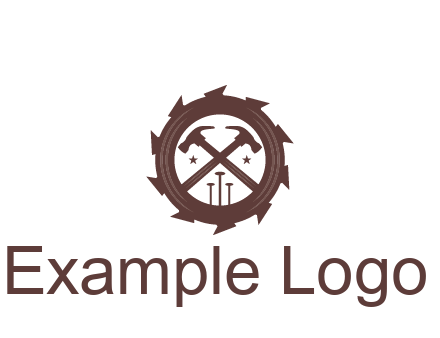 hammer and nails in blade construction logo