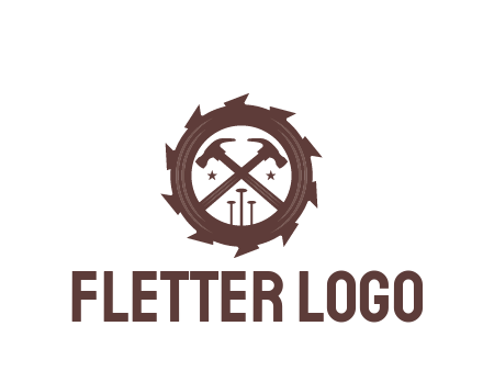 hammer and nails in blade construction logo