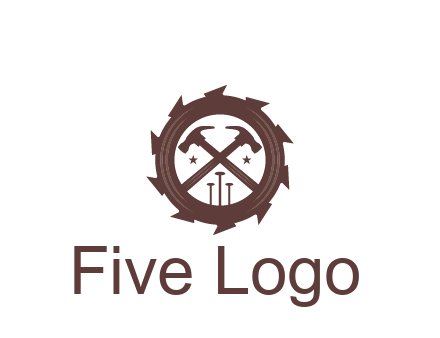 hammer and nails in blade construction logo