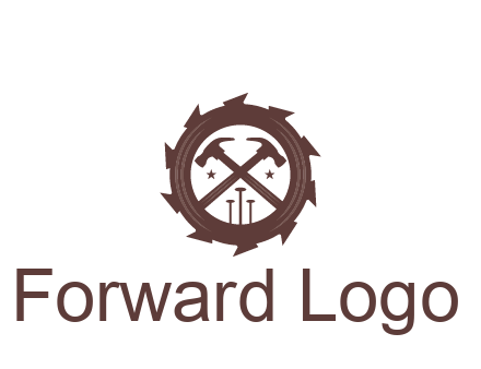 hammer and nails in blade construction logo
