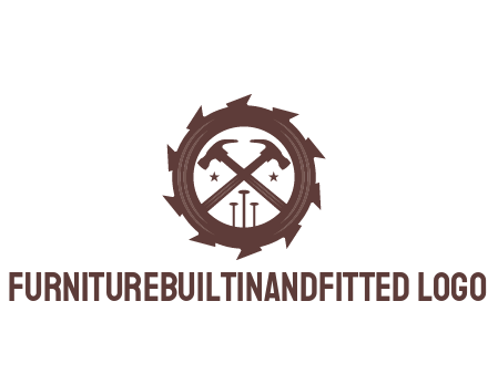 hammer and nails in blade construction logo