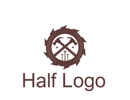 hammer and nails in blade construction logo