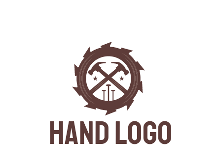 hammer and nails in blade construction logo