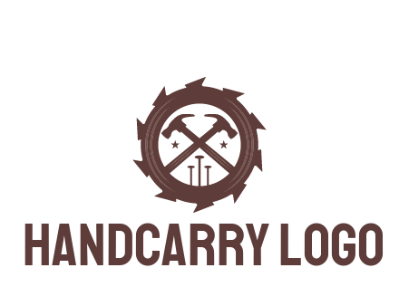 hammer and nails in blade construction logo