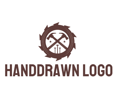 hammer and nails in blade construction logo
