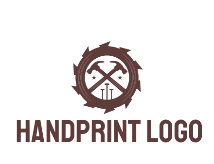 hammer and nails in blade construction logo