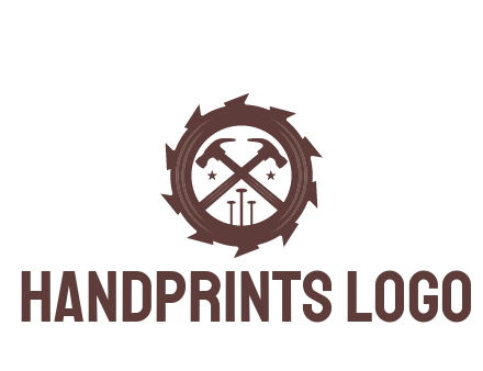 hammer and nails in blade construction logo