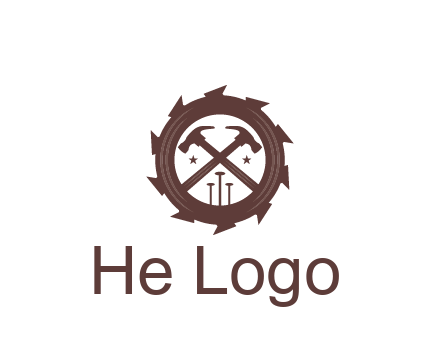 hammer and nails in blade construction logo
