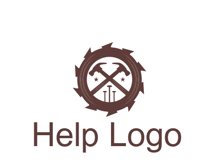 hammer and nails in blade construction logo
