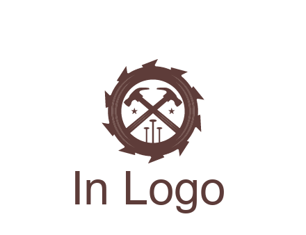 hammer and nails in blade construction logo