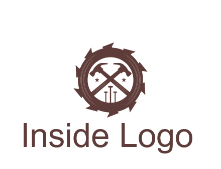 hammer and nails in blade construction logo