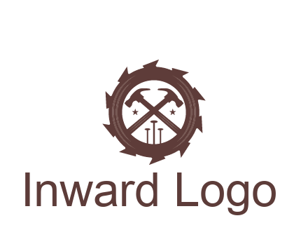 hammer and nails in blade construction logo