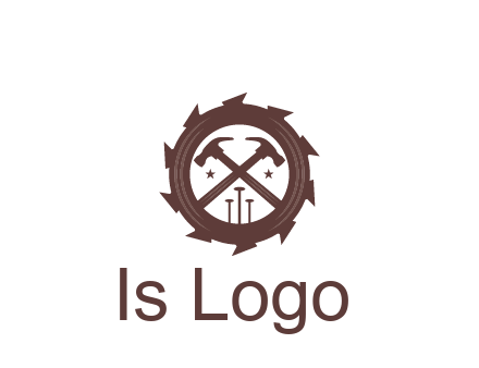 hammer and nails in blade construction logo