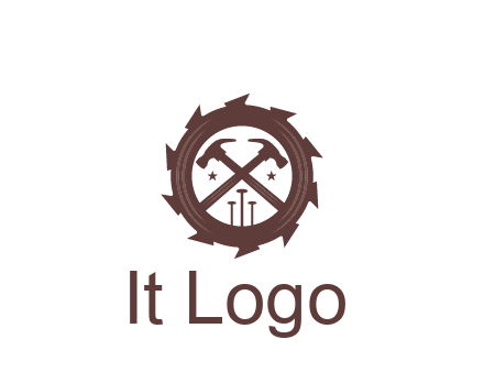 hammer and nails in blade construction logo