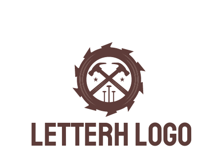 hammer and nails in blade construction logo
