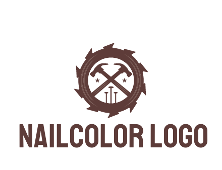 hammer and nails in blade construction logo