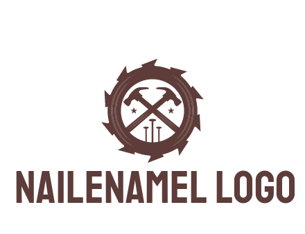 hammer and nails in blade construction logo
