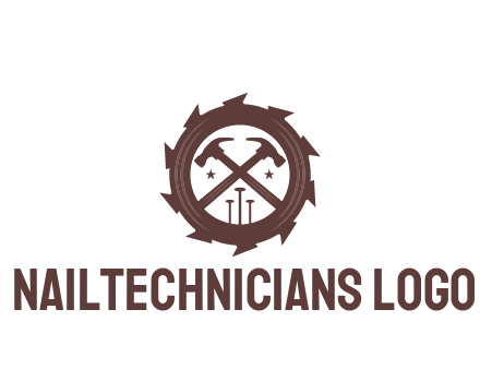 hammer and nails in blade construction logo