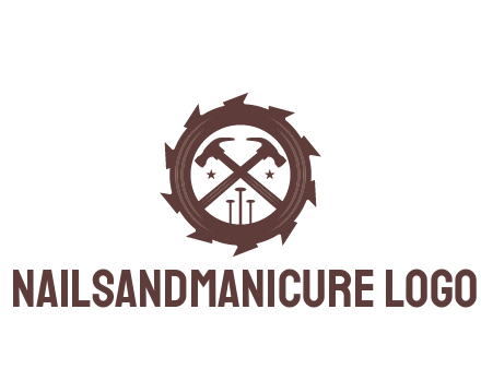 hammer and nails in blade construction logo