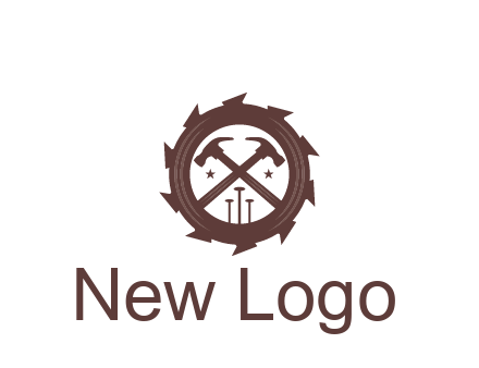 hammer and nails in blade construction logo
