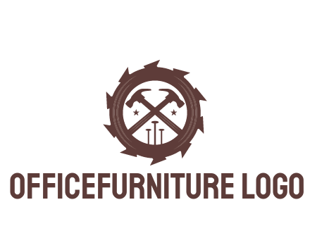 hammer and nails in blade construction logo