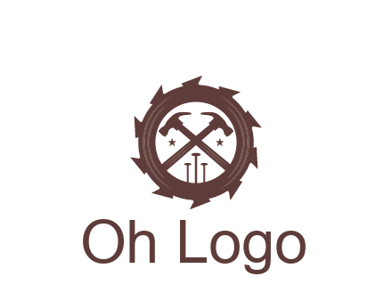 hammer and nails in blade construction logo