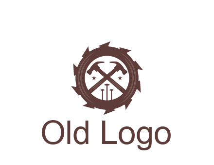 hammer and nails in blade construction logo