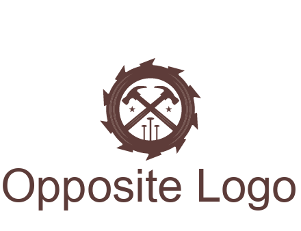 hammer and nails in blade construction logo