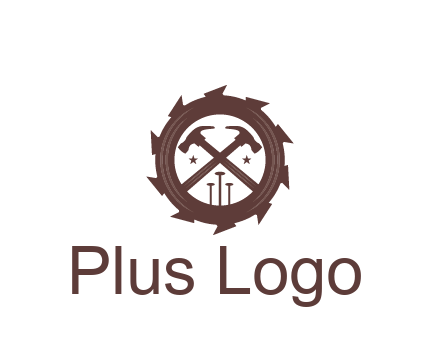hammer and nails in blade construction logo
