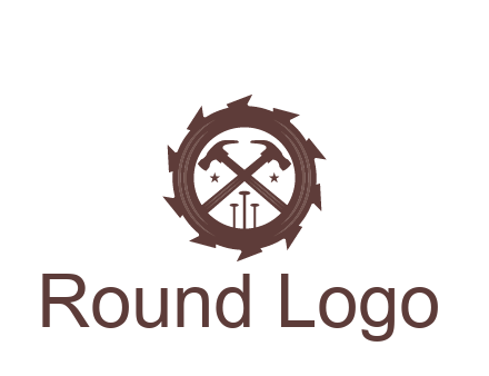 hammer and nails in blade construction logo