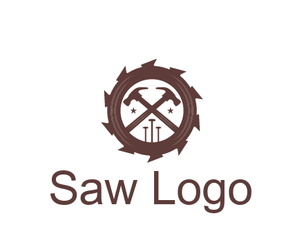 hammer and nails in blade construction logo